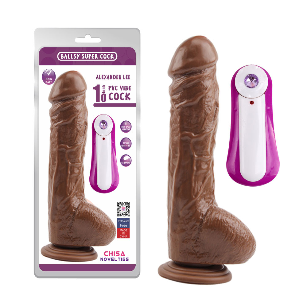 Alexander Lee 10'' vibračné dildo-hnedé