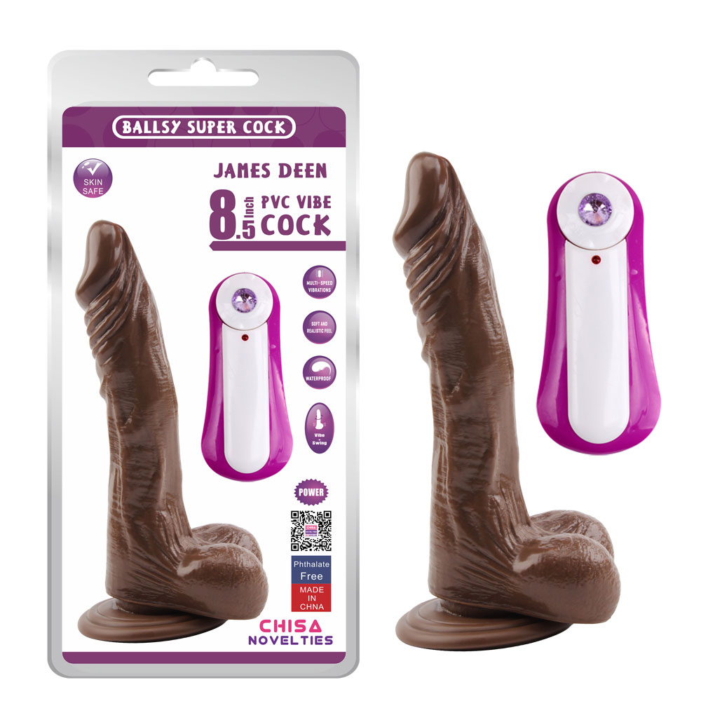 JAMES DEEN 8.5 Vibračné dildo-hnedé